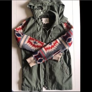 Thread & Supply Aztec sleeve utility green jacket